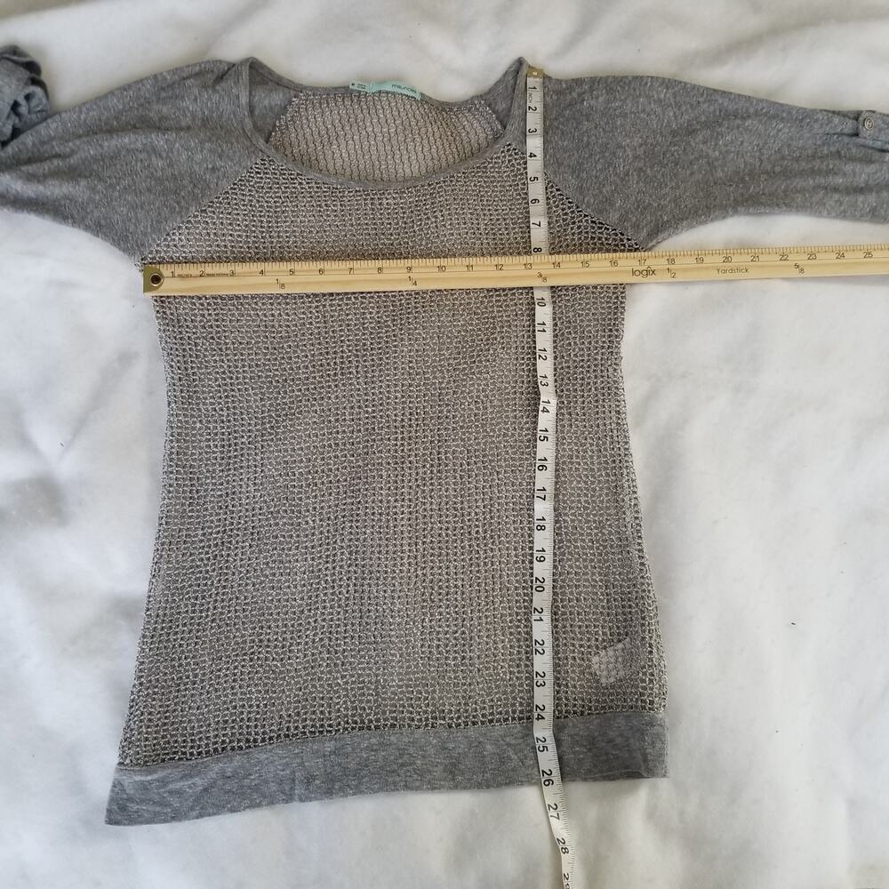 Maurices Gray Mesh See Through Baseball Tee, Gray, Size M - Picture 7 of 9